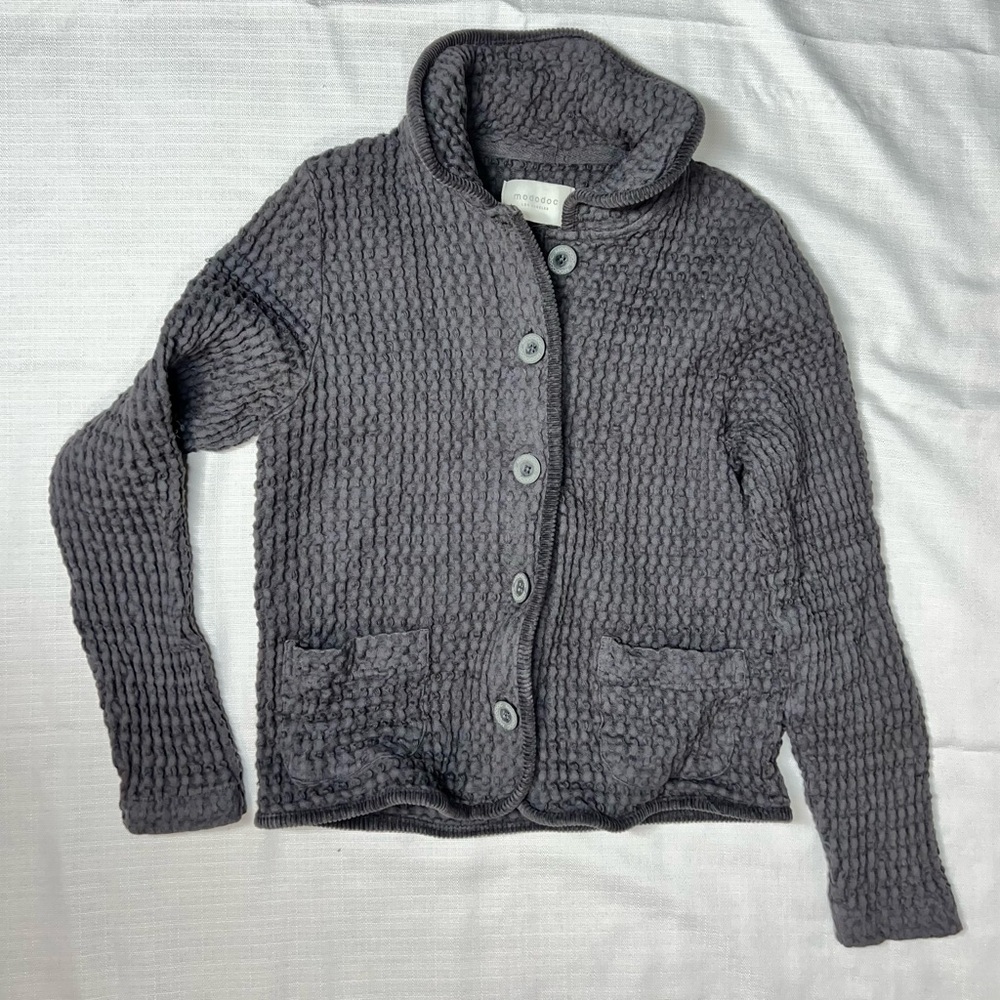Mododoc MOD O DOC waffle knit cardigan sweater size S Small 100% cotton